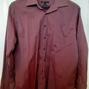 BCBG MAXAZRIA Mens dress shirt modern fit burgundy Sz XL